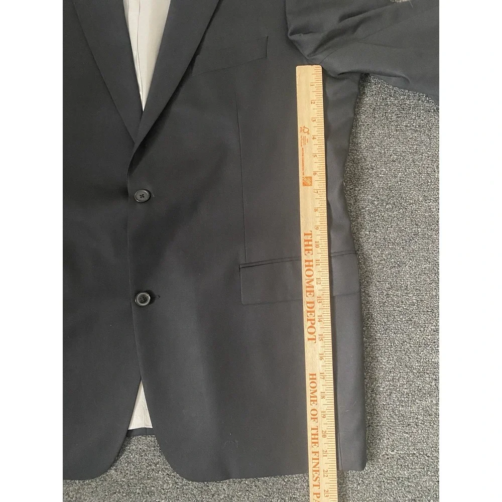Hugo Boss Pasolini Guabello Biotech Wool Blazer Solid Black Mens 46L Notch Lapel